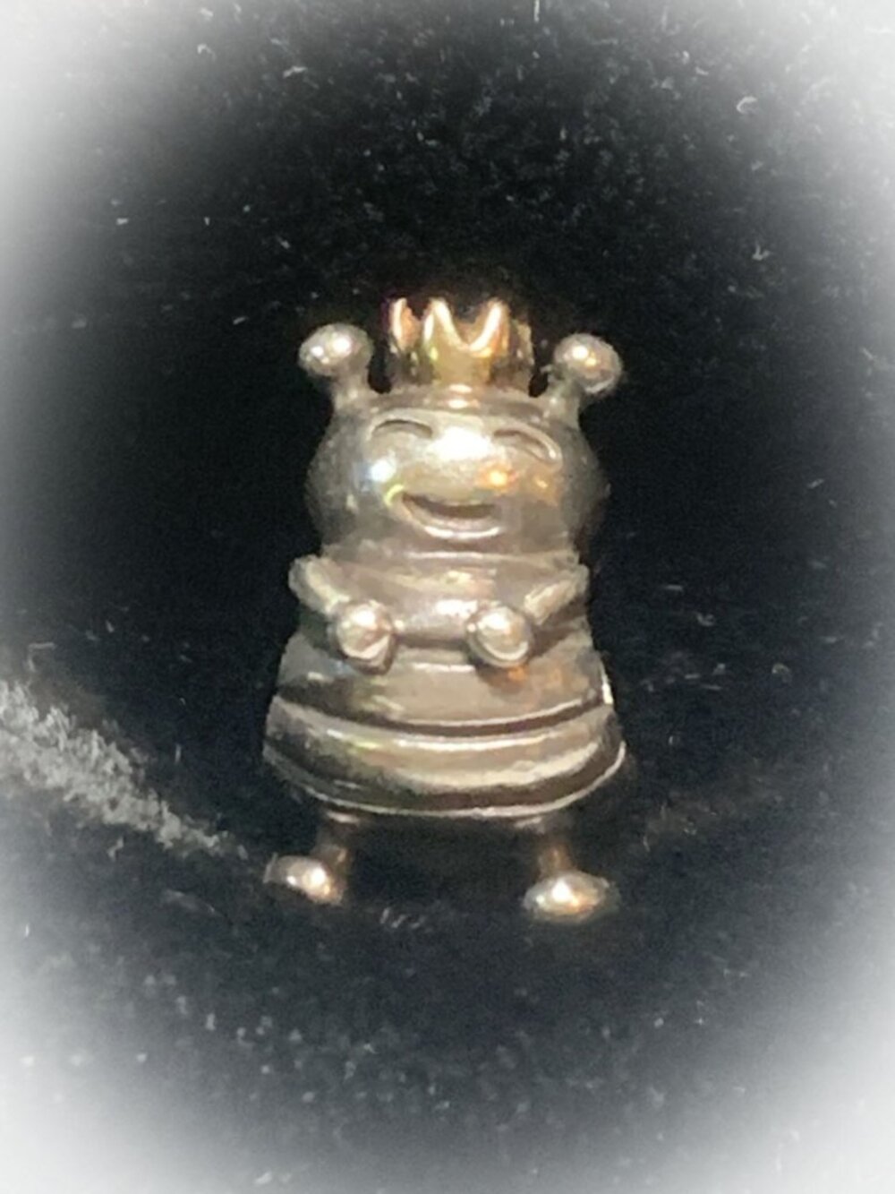 Authentic Pandora Retired Two-Tone Queen Bee Charm #790227 925 Silver 14K Gold